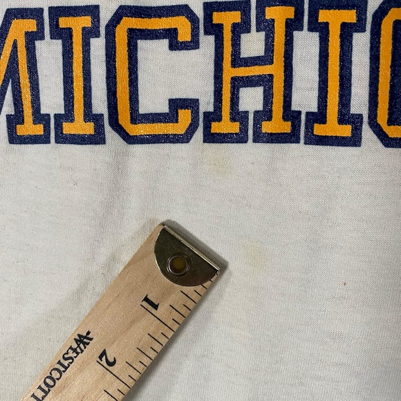 Vintage University of Michigan UofM White Blue T Shirt Logo 7 Size XL *Read - Picture 6 of 10